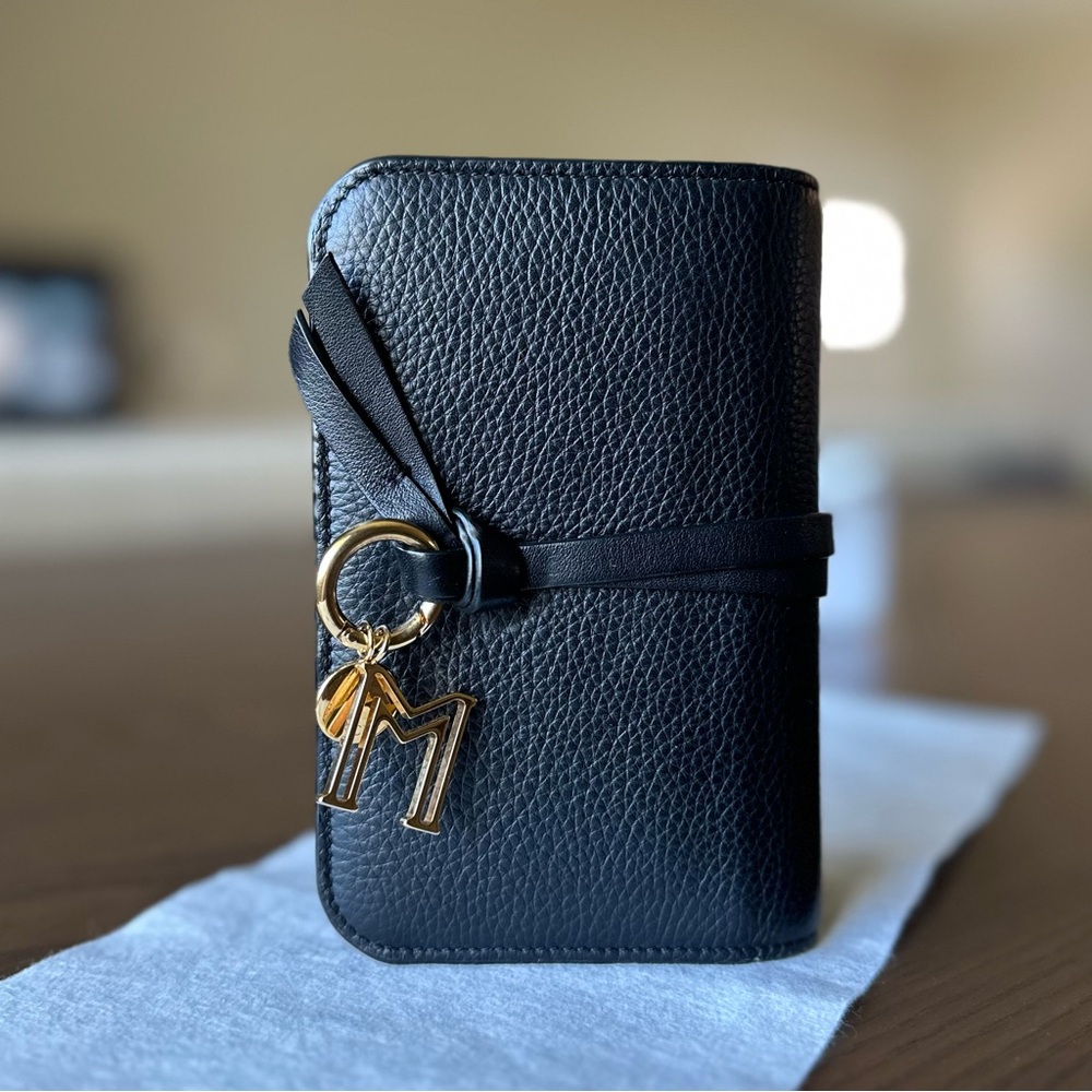 Chloe Alphabet Tri-fold Black Leather Wallet